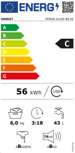 Indesit MTWSE 61294 WK EE elöltöltős mosógép fehér